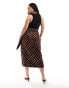 Фото #3 товара Never Fully Dressed Plus Jaspre gold fleck midi skirt in chocolate