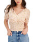 Juniors' V-Neck Smocked Top