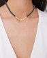 ფოტო #3 პროდუქტის Onyx & Polished Gold Bead Initial 18" Pendant Necklace in 14k Gold-Plated Sterling Silver