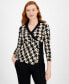 Women's 3/4-Sleeve Houndstooth Faux-Wrap Top Черный, 2XS - фото #1