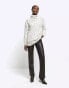 River Island roll neck cable knit jumper in cream