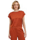 ფოტო #1 პროდუქტის Women's Short Sleeve Satin Top