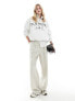 Vero Moda Tall wide leg dad trousers in silver lining