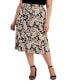 Plus Size Paisley-Print Pull-On Midi Skirt