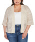 Фото #1 товара Black Label Plus Size Metallic Pointelle Stitch Cardigan Sweater