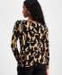 ფოტო #2 პროდუქტის Petite Geometric-Print Long-Sleeve Top