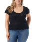 Фото #1 товара Trendy Plus Size Jette Pointelle Short-Sleeve Sweater Top