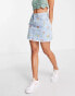 Фото #1 товара Miss Selfridge floral embroided denim skirt in mid wash