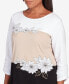 Petite Neutral Territory Blocked Floral Embroidery Top