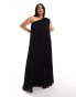 ASOS EDITION Curve extreme pleated one shoulder maxi dress in black