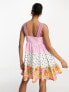 Фото #2 товара ASOS DESIGN Tall crochet babydoll mini dress in pink mixed print