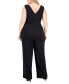 Plus Size V-Neck Sleeveless Belted Jumpsuit