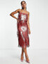 Фото #4 товара ASOS DESIGN shard detail midi dress with sheer waist detail in pink