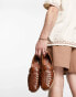 Фото #2 товара ASOS DESIGN woven sandals in tan leather