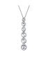 ფოტო #2 პროდუქტის Elegant Bridal Sterling Silver AAA CZ Linear Drop Graduated Geometric Bubble Design Pendant For Women Wedding, Prom Bezel Set Round Cubic Zirconia.