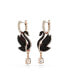 Swan, Black, Rose Gold-Tone Iconic Swan Drop Earrings