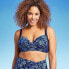 Фото #3 товара Lands' End Women's UPF 50 Floral Print Underwire Twist-Front Bikini Top - Blue 4