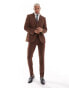 Фото #6 товара ASOS DESIGN wedding skinny wool mix suit jacket in brown basketweave texture