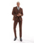 ASOS DESIGN wedding skinny wool mix suit jacket in brown basketweave texture