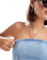 Mango bandeau denim top in light blue BLAU, S - EU 36 - фото #2