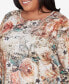 Plus Size Emerald Isle Center Lace Floral Print Top neutral multi, 2X - фото #5