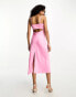 ONLY satin slip midi dress in pink