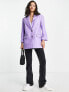 ASOS DESIGN leather look dad blazer in lilac