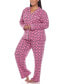 ფოტო #3 პროდუქტის Plus Size 2 Piece Long Sleeve Heart Print Pajama Set
