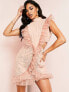 ASOS LUXE high neck ruffle mini dress in pink