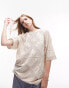 Topshop cutwork oversized tee in washed stone