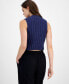 ფოტო #2 პროდუქტის Juniors' Baby Cable-Knit Mock-Neck Sleeveless Top