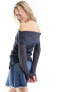 COLLUSION knitted sheer multi-way pleated jumper with hood in petrol blue