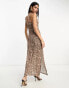 River Island square neck maxi slip dress in leopard print