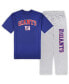 Men's Royal, Heather Gray New York Giants Big and Tall T-shirt and Pajama Pants Sleep Set