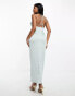 Kaiia satin cross front halterneck maxi dress in soft blue