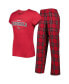 ფოტო #1 პროდუქტის Women's Cardinal, Black Arizona Cardinals Badge T-shirt and Pants Sleep Set