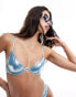 South Beach underwire metallic bikini top in light blue