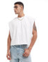 Фото #1 товара ASOS DESIGN extreme oversized heavyweight cropped sleeveless t-shirt with raw edge in white