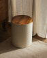 Фото #1 товара Metal bathroom wastepaper bin with wooden lid