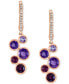 Multi-Gemstone (2-1/2 ct. t.w.) & Diamond (1/10 ct. t.w.) Bezel Dangle Hoop Drop Earrings in 14k Rose Gold