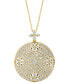 ფოტო #3 პროდუქტის EFFY® Diamond Flower Pavé Disc 18" Pendant Necklace (1-1/3 ct. t.w.) in 14k Gold