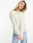 Pull&Bear – Langärmliges Oversize-Shirt in Steinbeige