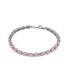 ფოტო #3 პროდუქტის Simple Strand Created Pink Opal Tennis Bracelet For Women .925 Sterling Silver October Birthstone 7-7.5 Inch