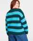 Plus Size Crewneck Striped Shaker Sweater, Created for Macy's