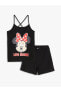 LCW Kids U Yaka Minnie Mouse Baskılı Kız Çocuk Şortlu Pijama Takımı
