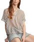 Women's Cotton Striped Dolman Popover Shirt