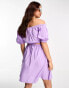 Esmee Exclusive beach cut out mini summer dress with shirred bodice in lilac