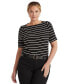 ფოტო #1 პროდუქტის Plus Size Striped Cotton Boatneck T-Shirt