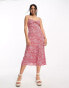 Фото #4 товара New Look cut out strappy midi dress in pink and red floral