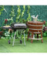 38'' Steel Charcoal Grill with Portable Wheel, Side Tray and Lower Shelf for Outdoor BBQ for Garden, Backyard, Poolside